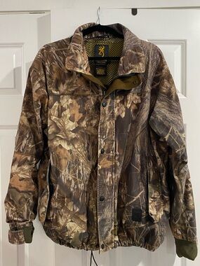 Vintage Browning Hydrofleece Goretex Camouflage Hunting Jacket Mens L Mossy Oak